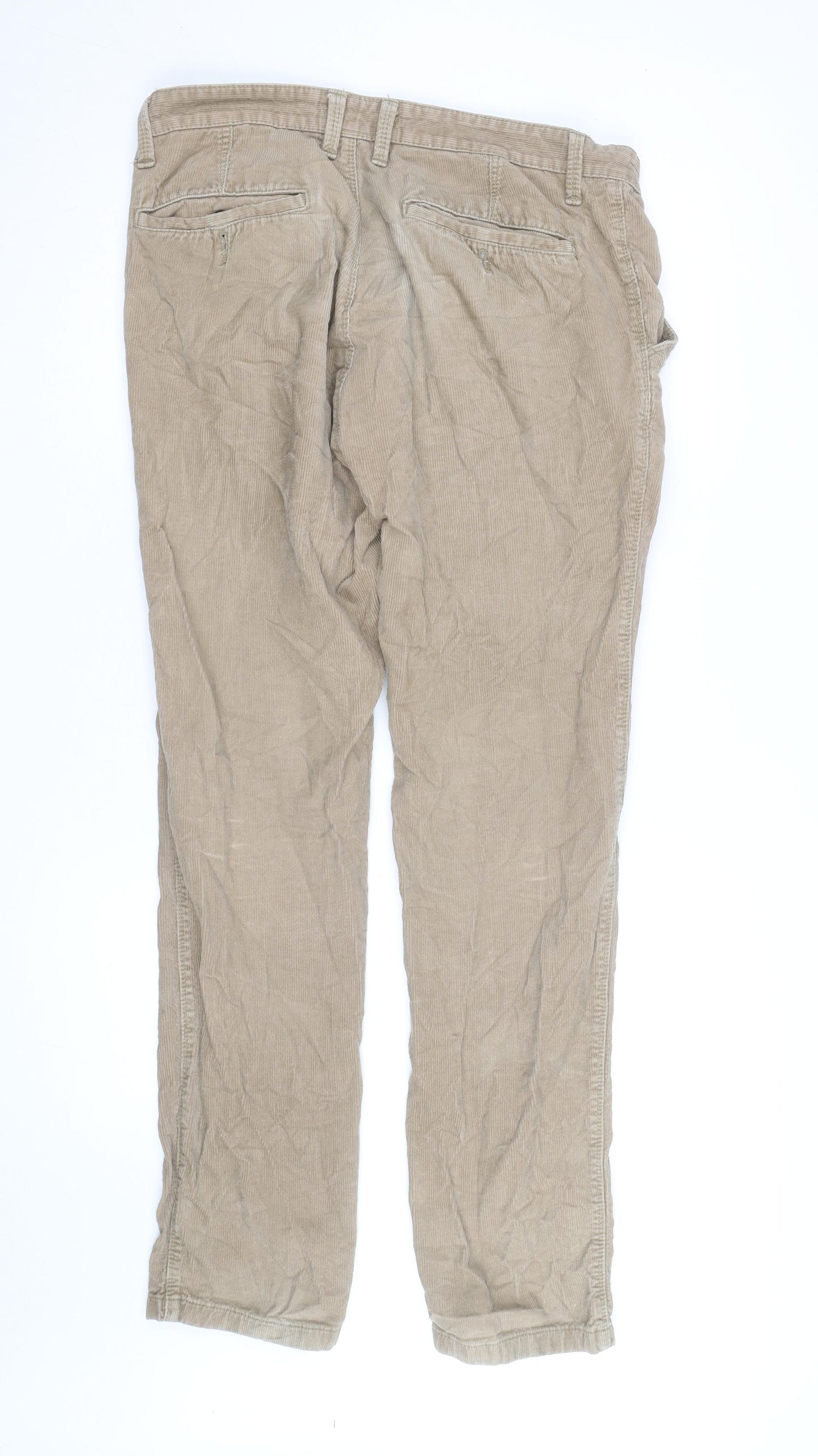 Next Men's Beige Corduroy Straight Fit Jeans 34L Classic Style