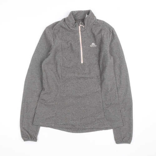 Quechua Women's Grey 1/4 Zip Fleece Pullover Sweatshirt XL
