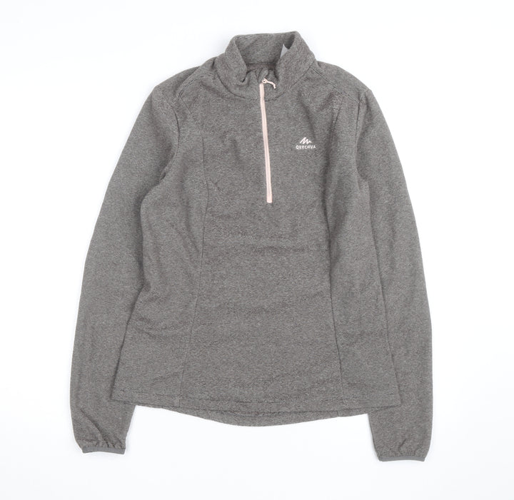 Quechua Women's Grey 1/4 Zip Fleece Pullover Sweatshirt XL