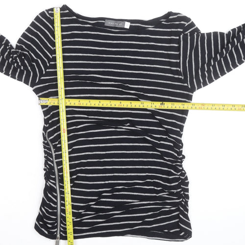 Mint Velvet Women’s Black Striped Long Sleeve Boat Neck Top Size 14