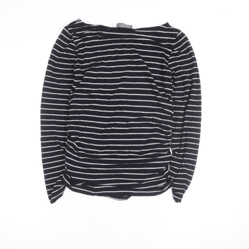 Mint Velvet Women’s Black Striped Long Sleeve Boat Neck Top Size 14