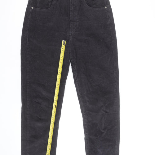 Pull&Bear Women's Black Corduroy Straight Jeans Size 8 High Rise