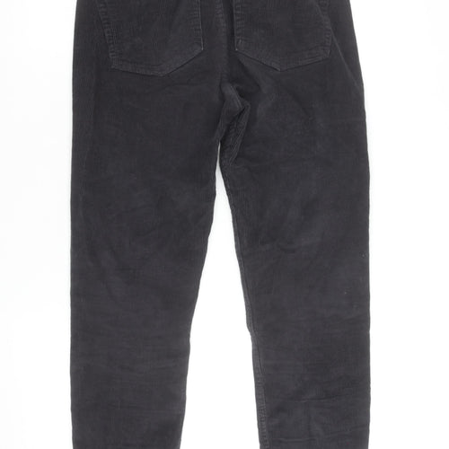 Pull&Bear Women's Black Corduroy Straight Jeans Size 8 High Rise