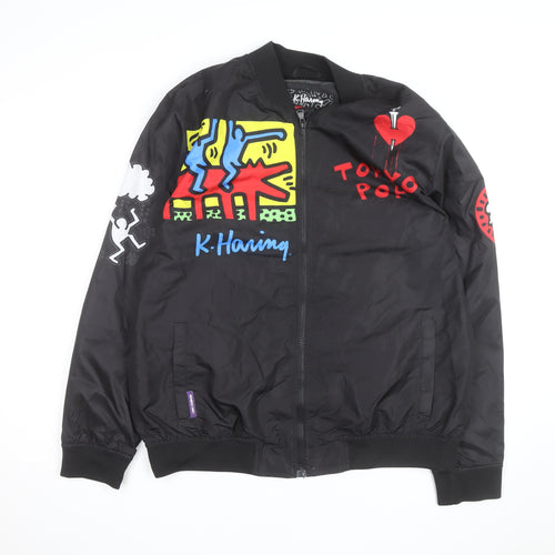 Members Only x K. Haring Men's Black L Bomber Jacket Full Zip Art Print