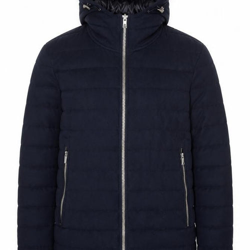 Zara Man Blue Hooded Puffer Jacket Men's M Casual Winter Full Zip