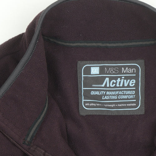 Marks and Spencer Men's Purple 2XL Fleece Full Zip Jacket