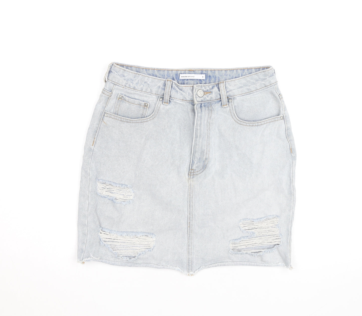 House Brand Women Blue Denim Short Skirt M Distressed Casual