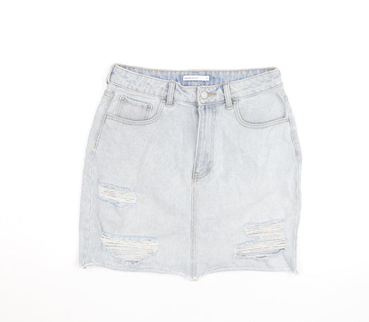 House Brand Women Blue Denim Short Skirt M Distressed Casual