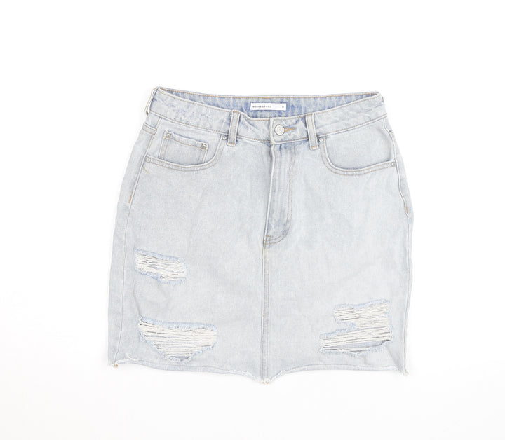 House Brand Women Blue Denim Short Skirt M Distressed Casual