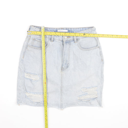 House Brand Women Blue Denim Short Skirt M Distressed Casual