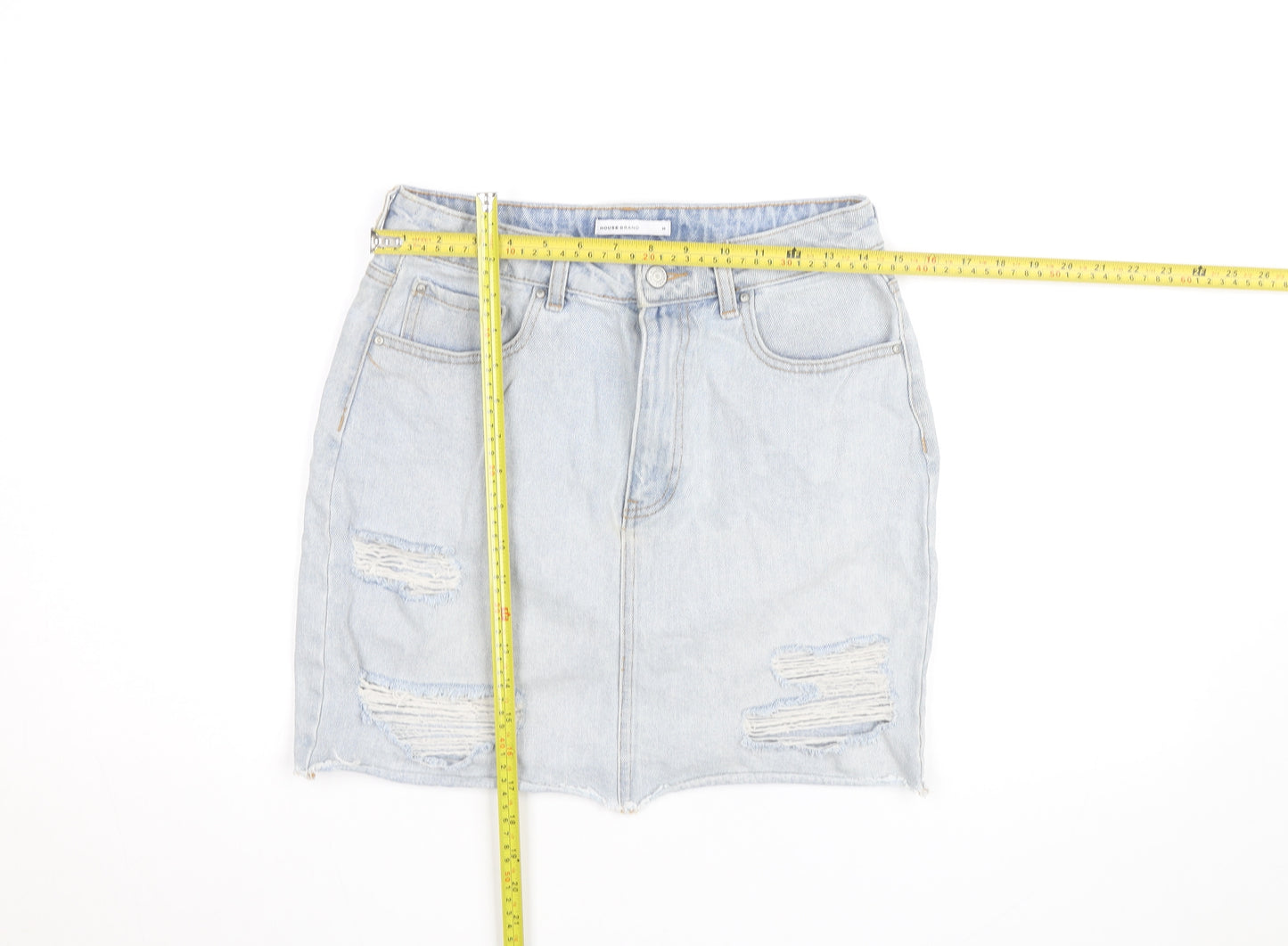 House Brand Women Blue Denim Short Skirt M Distressed Casual