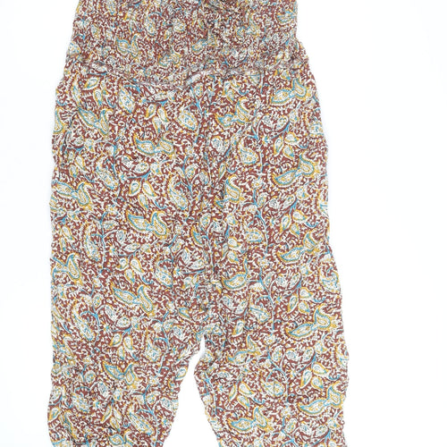 FatFace Womens Brown Paisley Harem Trousers Size 10 Elastic Waist