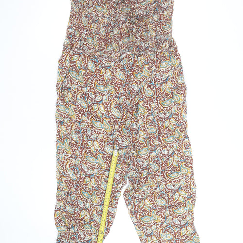 FatFace Womens Brown Paisley Harem Trousers Size 10 Elastic Waist