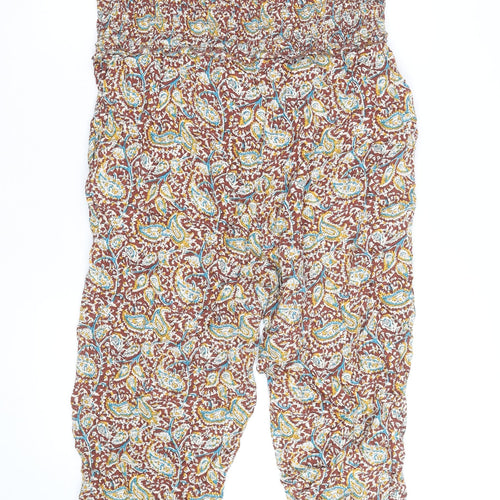 FatFace Womens Brown Paisley Harem Trousers Size 10 Elastic Waist