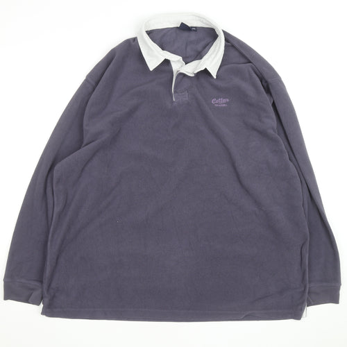 Cotton Traders Men’s Grey Collared Fleece Rugby Jumper 2XL
