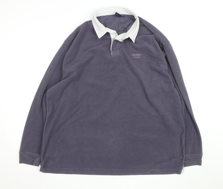 Cotton Traders Men’s Grey Collared Fleece Rugby Jumper 2XL