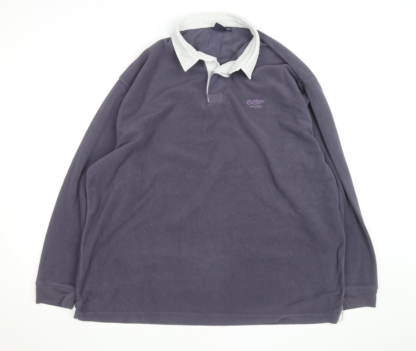 Cotton Traders Men’s Grey Collared Fleece Rugby Jumper 2XL