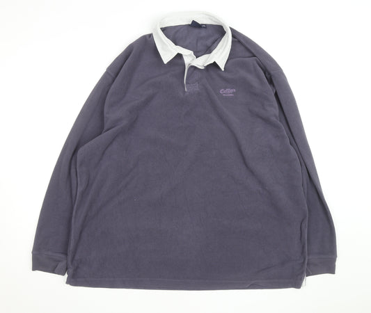 Cotton Traders Men’s Grey Collared Fleece Rugby Jumper 2XL