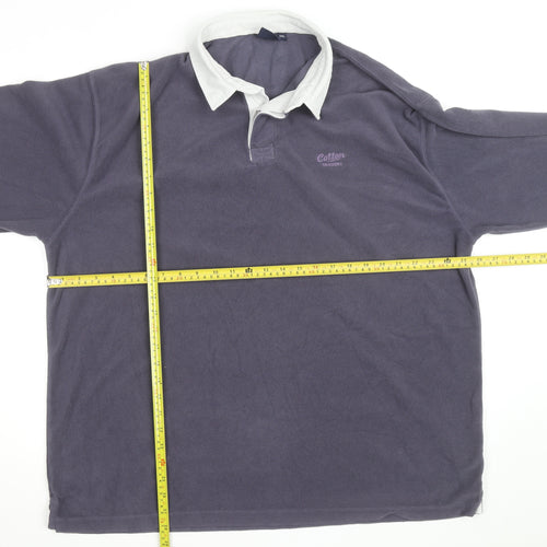 Cotton Traders Men’s Grey Collared Fleece Rugby Jumper 2XL