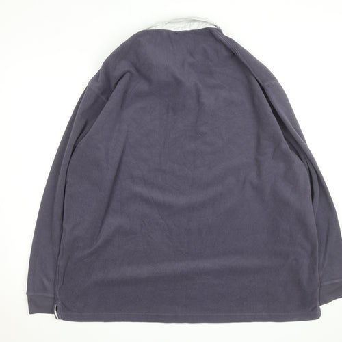 Cotton Traders Men’s Grey Collared Fleece Rugby Jumper 2XL
