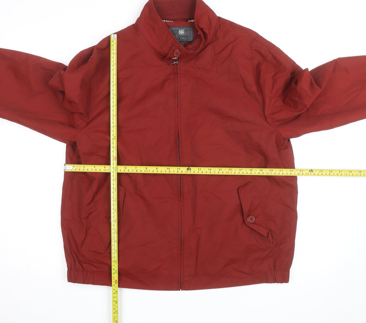 Marks and Spencer Men's Red Bomber Jacket Size L Polyester Casual
