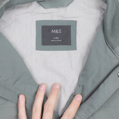 Marks and Spencer Men’s Green Bomber Jacket L Regular Polyester