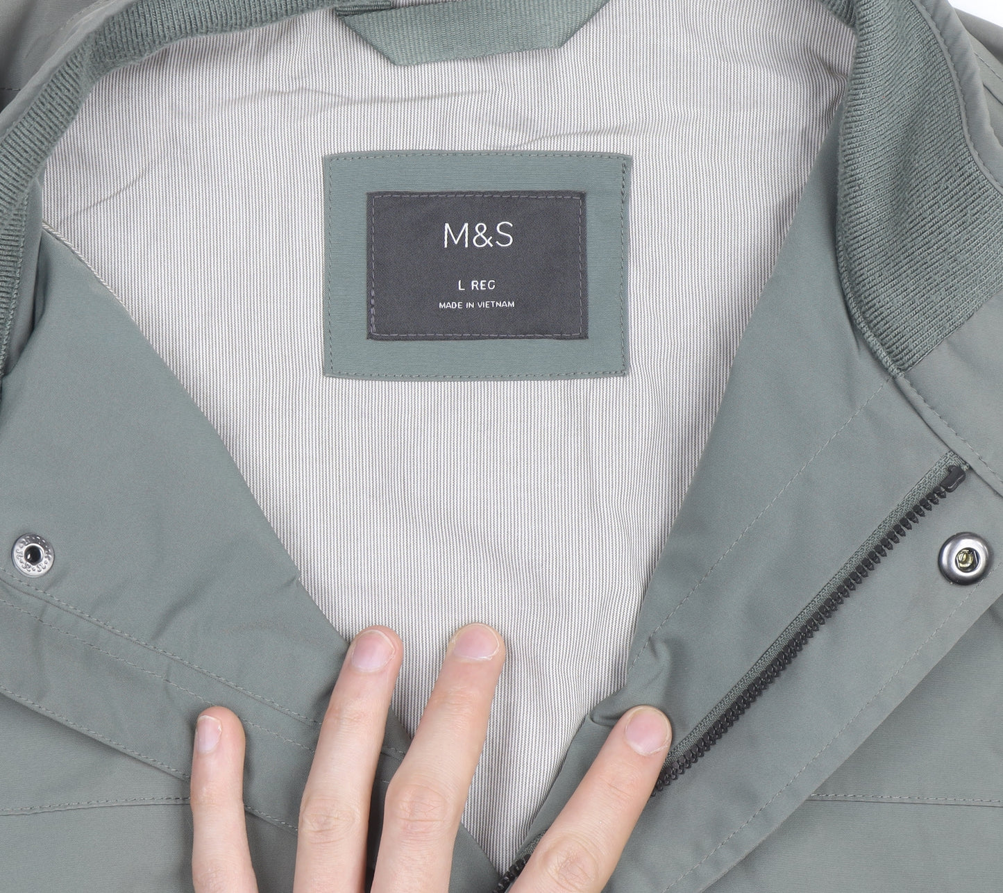 Marks and Spencer Men’s Green Bomber Jacket L Regular Polyester