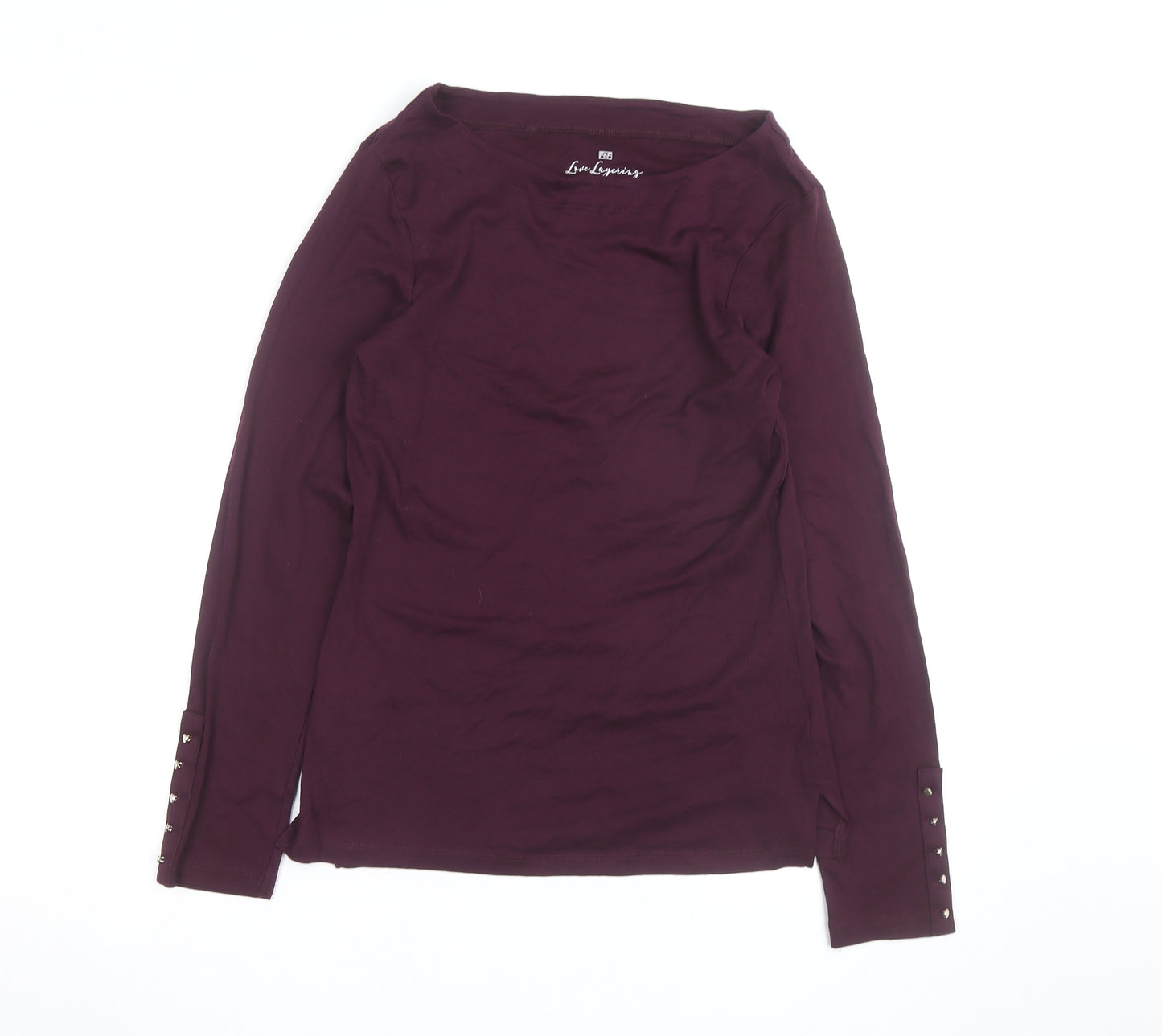 F&F Women Purple Long Sleeve Cotton Boat Neck Top Size 16