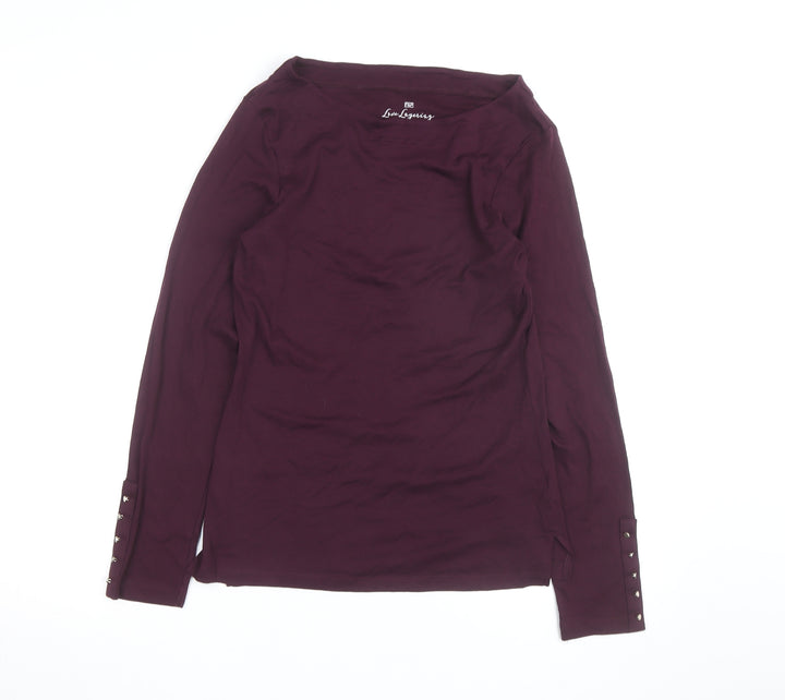 F&F Women Purple Long Sleeve Cotton Boat Neck Top Size 16