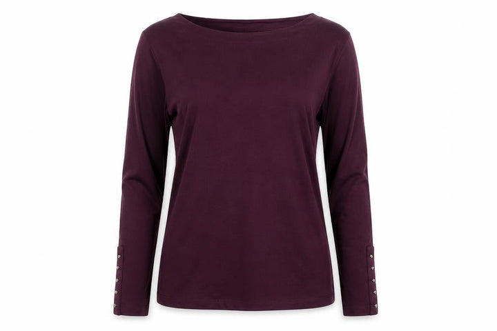 F&F Women Purple Long Sleeve Cotton Boat Neck Top Size 16