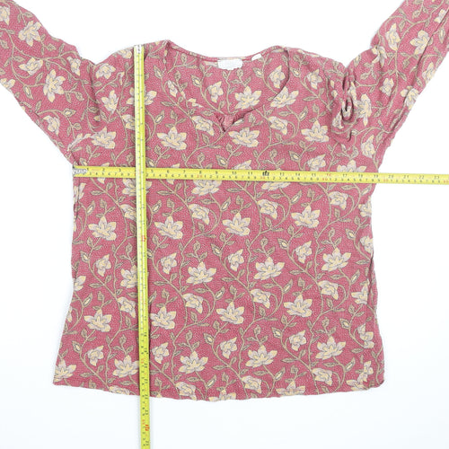 Fat Face Womens Pink Floral Viscose Tunic Blouse Size 12