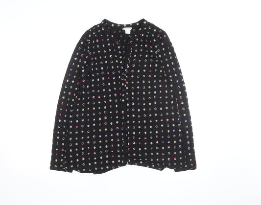 Monsoon Women’s Black Polka Dot Long Sleeve Tunic Blouse Size 12