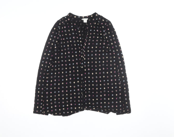 Monsoon Women’s Black Polka Dot Long Sleeve Tunic Blouse Size 12