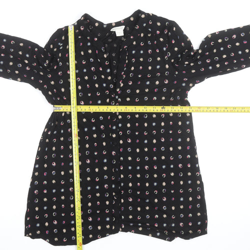 Monsoon Women’s Black Polka Dot Long Sleeve Tunic Blouse Size 12