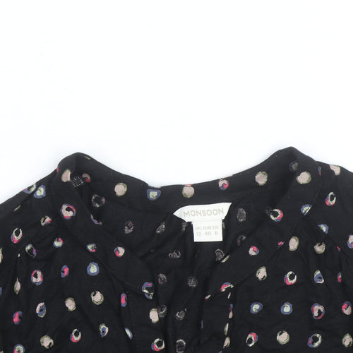 Monsoon Women’s Black Polka Dot Long Sleeve Tunic Blouse Size 12