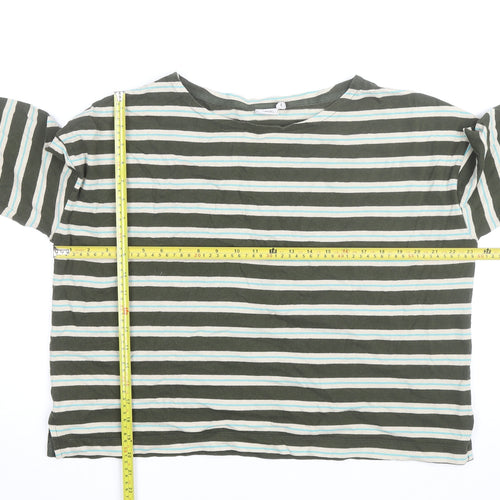 TOAST Women's Green Striped Long Sleeve Cotton Jersey T-Shirt L