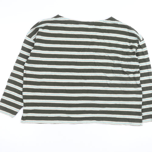 TOAST Women's Green Striped Long Sleeve Cotton Jersey T-Shirt L