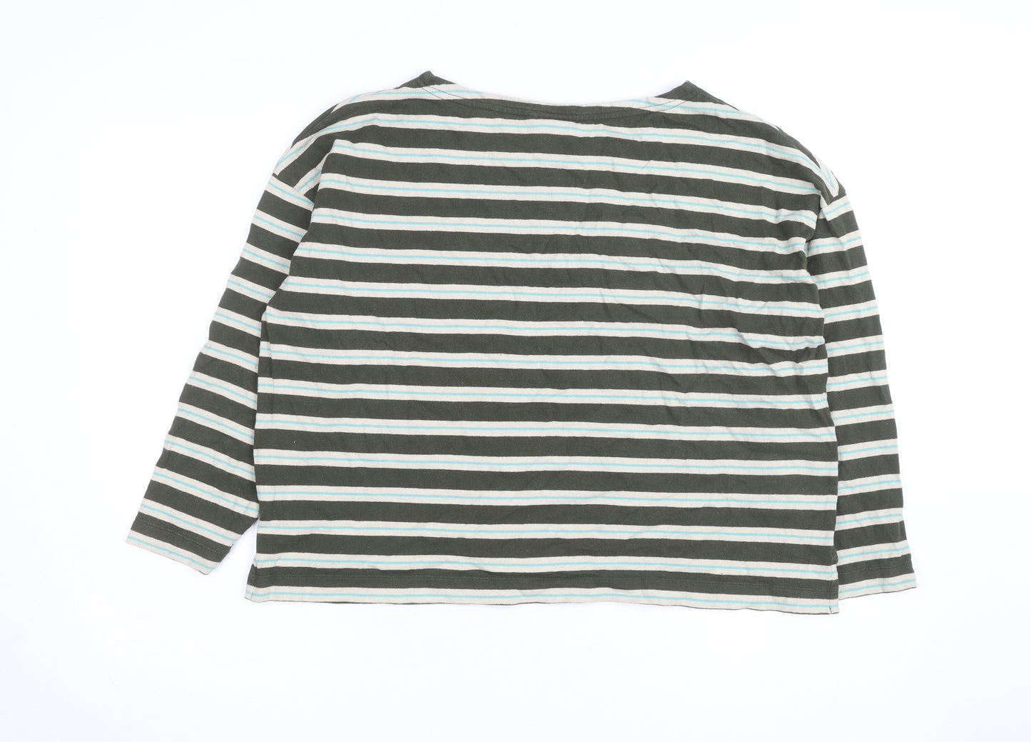 TOAST Women's Green Striped Long Sleeve Cotton Jersey T-Shirt L