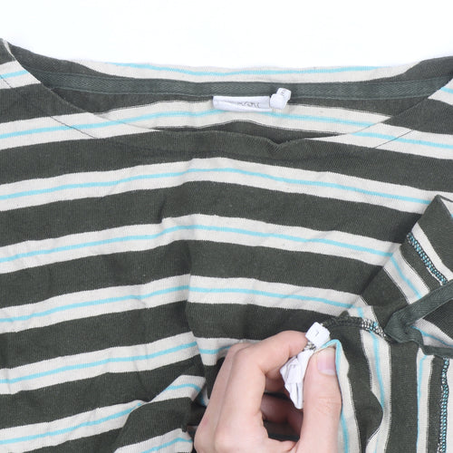 TOAST Women's Green Striped Long Sleeve Cotton Jersey T-Shirt L