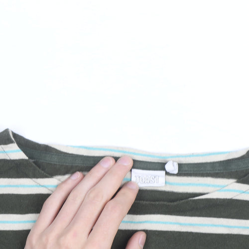 TOAST Women's Green Striped Long Sleeve Cotton Jersey T-Shirt L