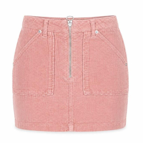 Topshop Women Pink Corduroy Short Skirt Size 6 High Rise Zip