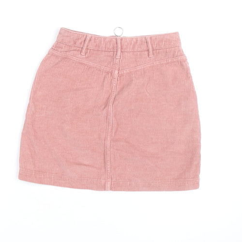 Topshop Women Pink Corduroy Short Skirt Size 6 High Rise Zip