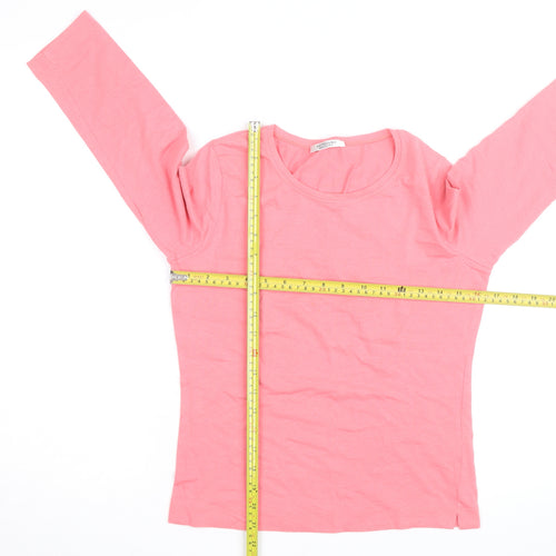 Artigiano Women Pink Long Sleeve Basic Jersey T-Shirt Size 10
