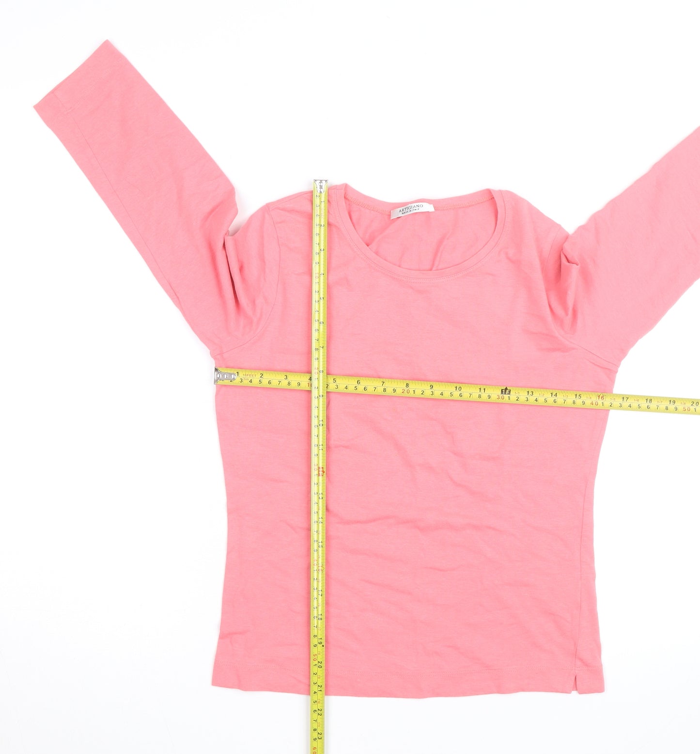 Artigiano Women Pink Long Sleeve Basic Jersey T-Shirt Size 10