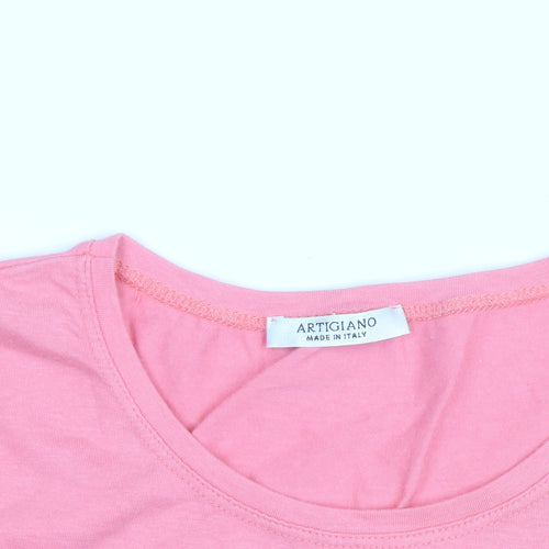 Artigiano Women Pink Long Sleeve Basic Jersey T-Shirt Size 10