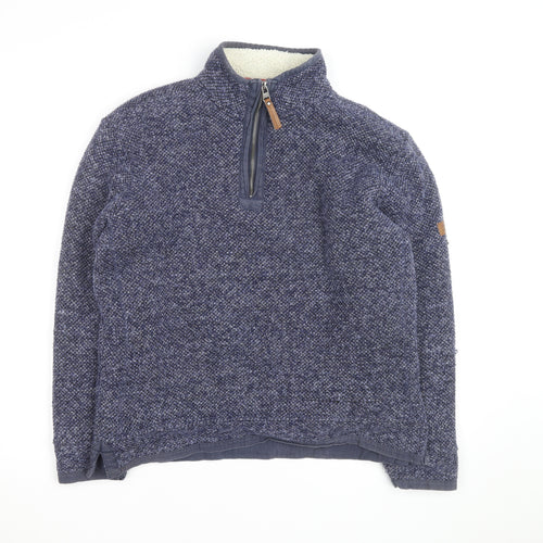 Northern Expo Men's Blue Knit Fleece Lined 1/4 Zip Jumper M