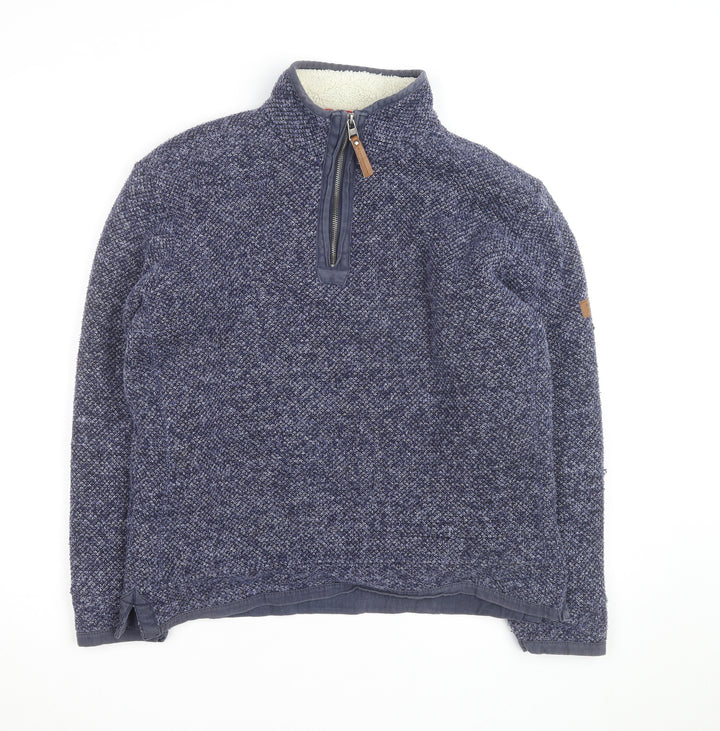 Northern Expo Men's Blue Knit Fleece Lined 1/4 Zip Jumper M