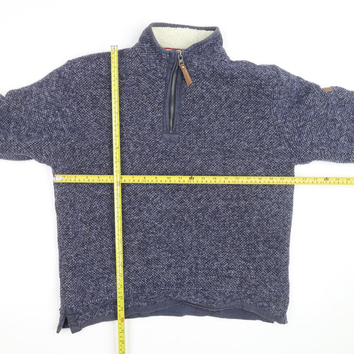 Northern Expo Men's Blue Knit Fleece Lined 1/4 Zip Jumper M