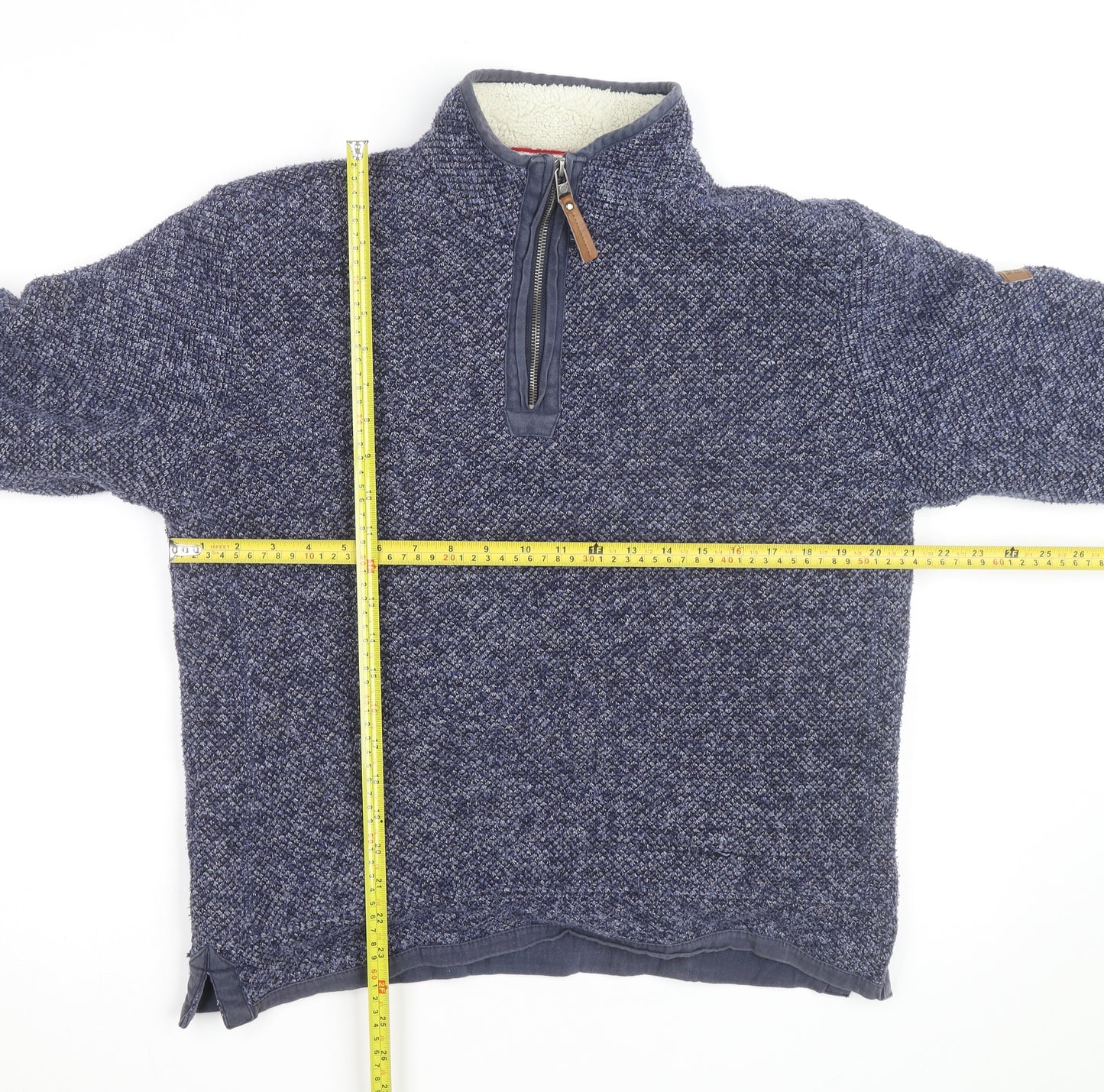 Northern Expo Men's Blue Knit Fleece Lined 1/4 Zip Jumper M