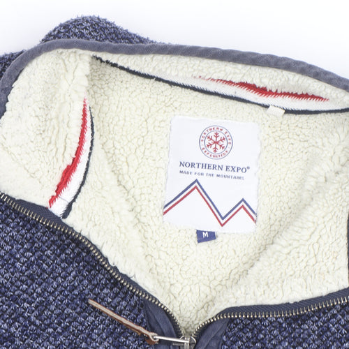 Northern Expo Men's Blue Knit Fleece Lined 1/4 Zip Jumper M